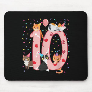 Mousepad 10º Aniversário Gato De Gato Bonito De 10 Anos Bd