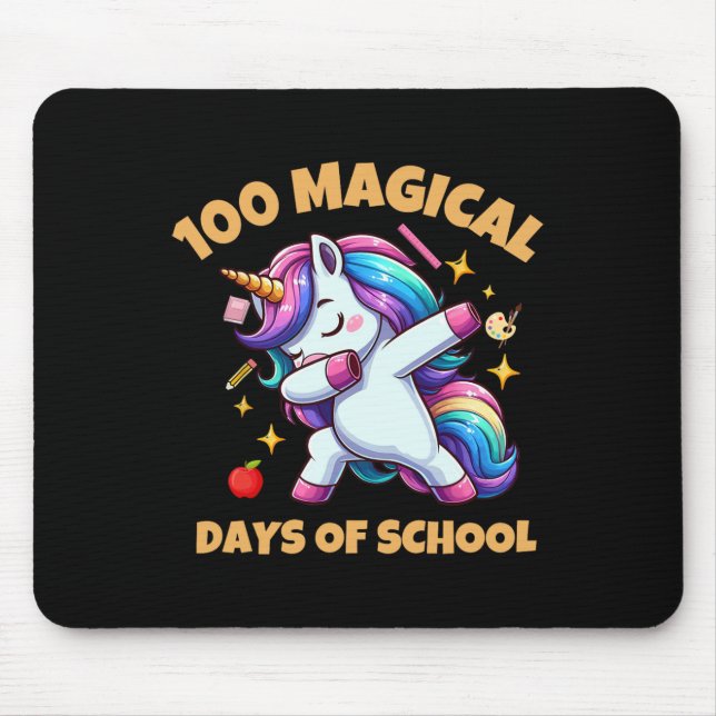Mousepad 100º Dia da Escola Unicórnio 100 Dias Mágicos De E (Frente)