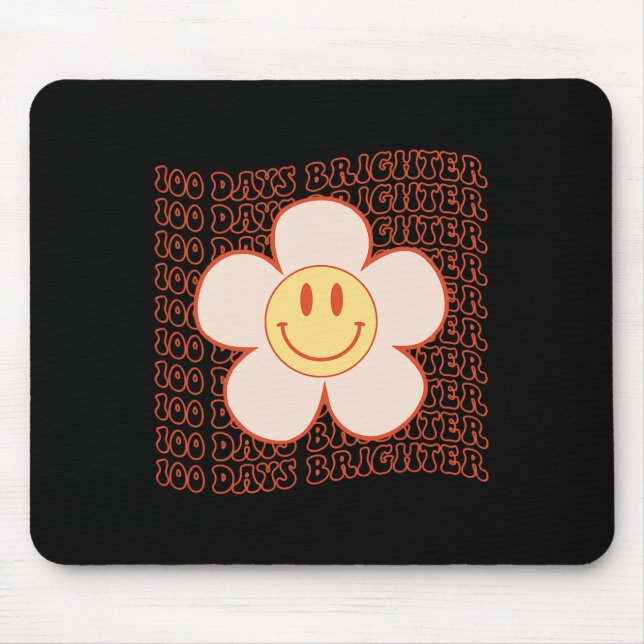 Mousepad 100º dia de escola retrô Groovy Face Feliz 100 dia (Frente)