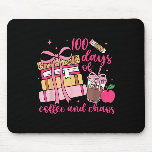 Mousepad 100.º Dia De Professores Escolares 100 Dias De Caf (Frente)