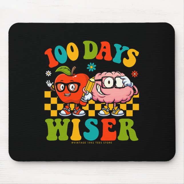 Mousepad 100.º Dia De Professores Retro Escolares Crianças  (Frente)