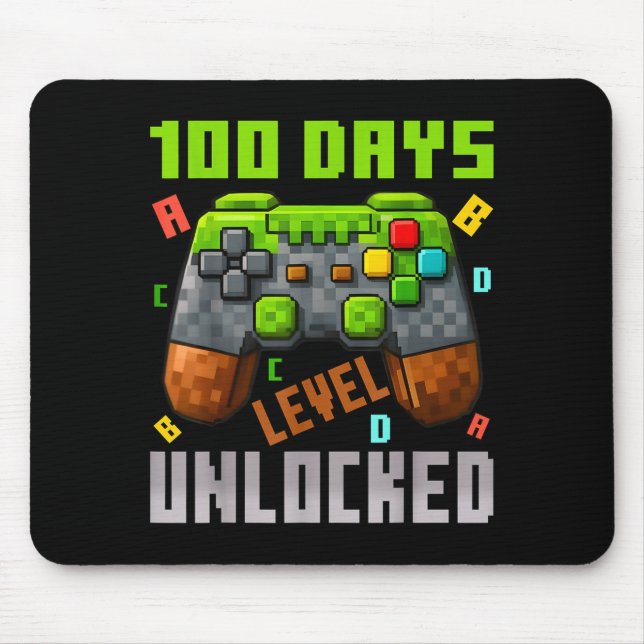 Mousepad 100 Days Level Unlocked Gaming 100 Days Of School  (Frente)
