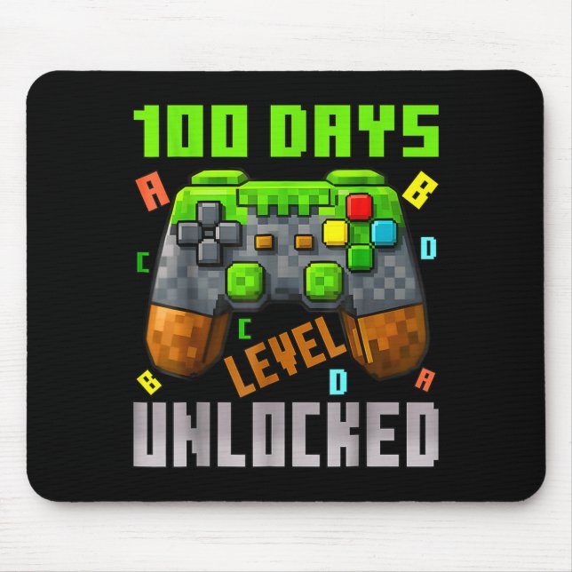 Mousepad 100 Days Level Unlocked Gaming 100 Days Of School  (Frente)