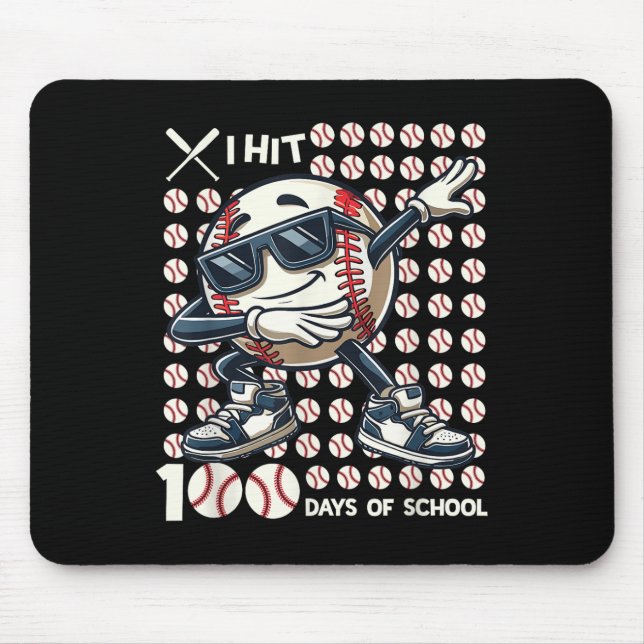 Mousepad 100 Dias De Bat De Beisebol Escolar 100º Dia De (Frente)