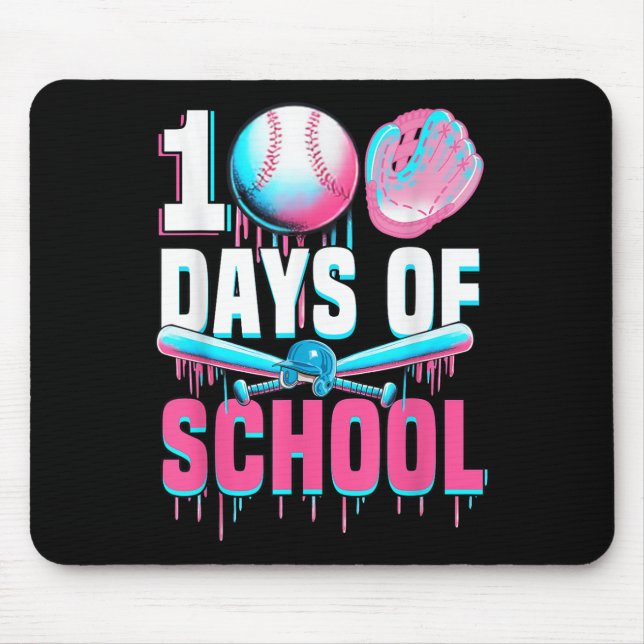 Mousepad 100 Dias De Bat De Beisebol Escolar 100º Dia De (Frente)