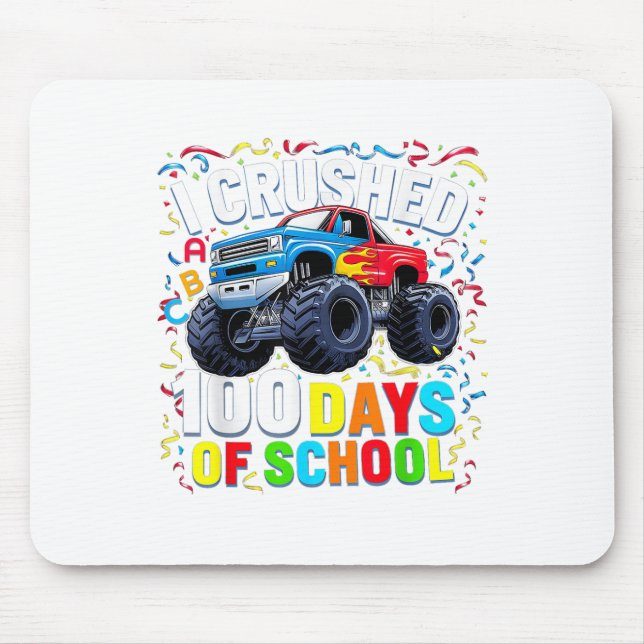 Mousepad 100 Dias De Caminhão-Monstro Escolar 100.º Dia De (Frente)