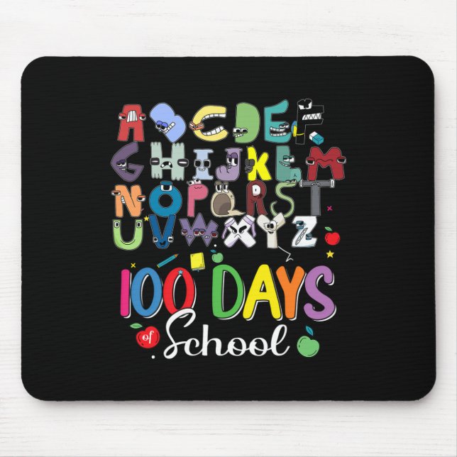 Mousepad 100 dias de custo escolar do alfabeto escolar Lore (Frente)