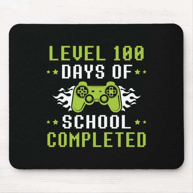 Mousepad 100 dias de escola para jovens jogadores de jogos  (Frente)