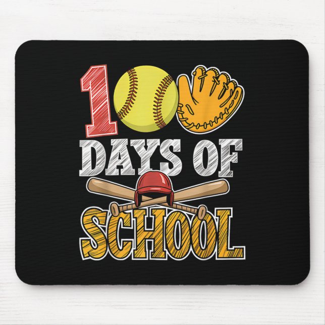 Mousepad 100 Dias De Esporte De 100 Dias De Softball Escola (Frente)