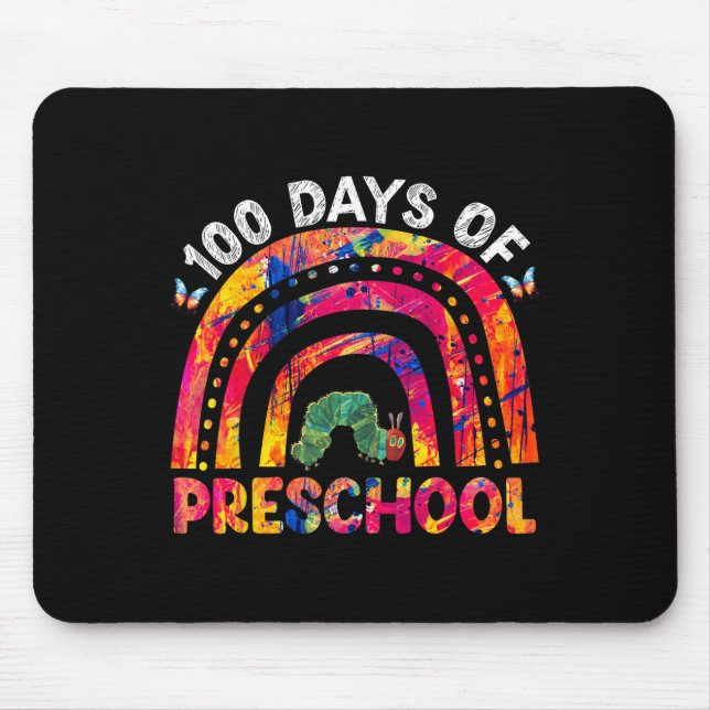 Mousepad 100 Dias De Professora Do Verme Arco Arco-Íris Da  (Frente)