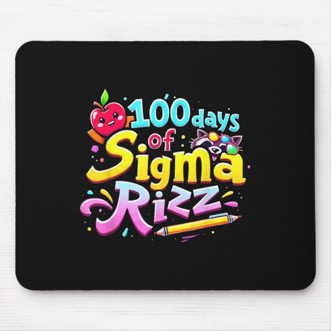 Mousepad 100 Dias De Sigma Rizz 100º Dia De Crianças Escola (Frente)