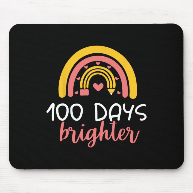 Mousepad 100 dias Mais Brighter Rainbow Teacher Girl 100th  (Frente)