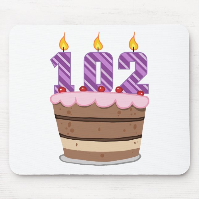 Mousepad 102 anos de idade no Bolo de Aniversário (Frente)