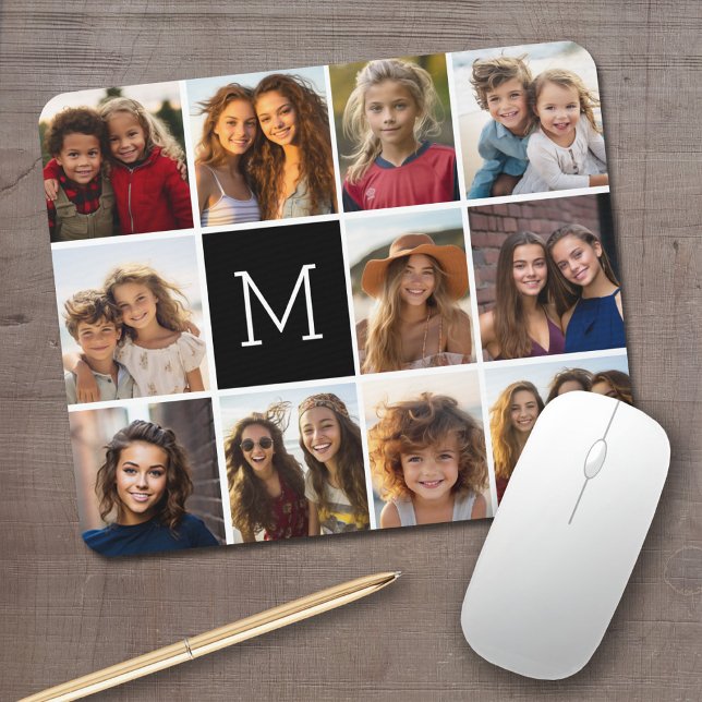 Mousepad 11 Monograma Personalizado de Colagem de Instagram (Personalized Mousepad - Add Your Photos to this template)