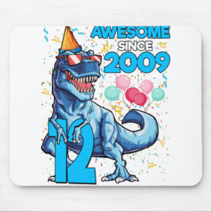 Mousepad 12 Birthday Dinosaur 12 Anos Crianças Awesom
