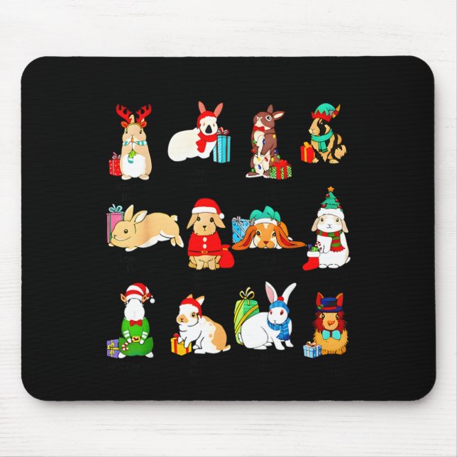 Mousepad 12 Bunny Of Christmas Bunny Rabbit Christmas Xmas  (Frente)