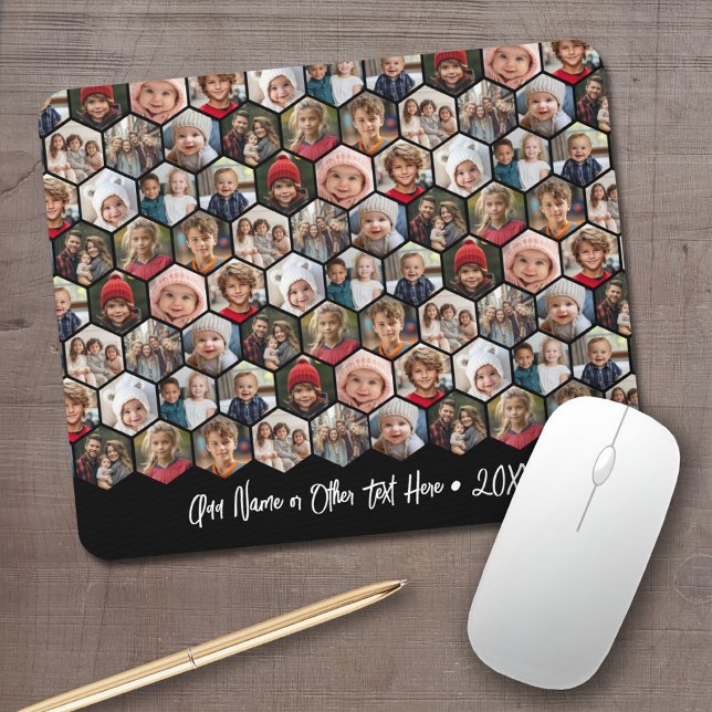 Mousepad 12 Colagem de Fotos - hexágono funky - Padrão Alea (Personalized mouse pad with your photos and text)