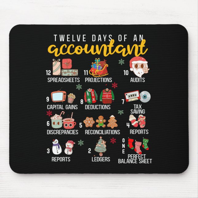 Mousepad 12 Days Of An Accountant, Xmas Party, Funny Accoun (Frente)