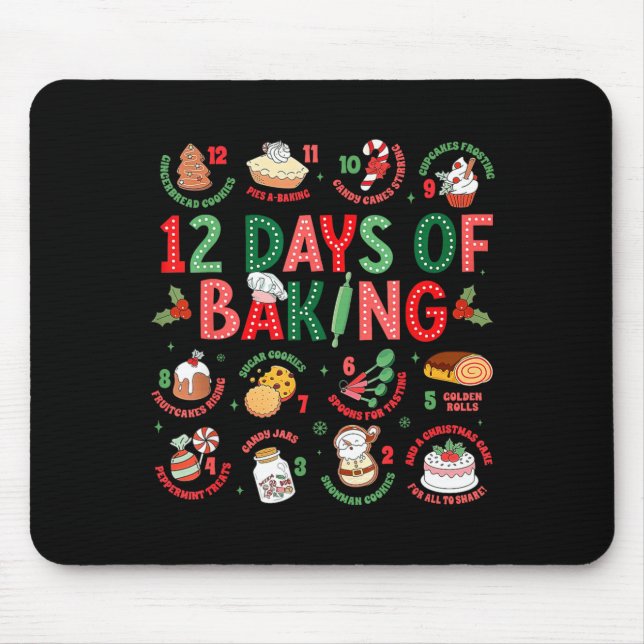 Mousepad 12 Days Of Baking Baker Christmas Cook Chef Baking (Frente)
