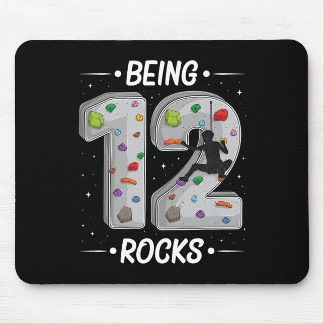 Mousepad 12 Year Old Rock Climbing 12th Birthday Adventures (Frente)