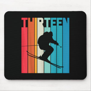 Mousepad 13 Birthday Boy Retro Ski Lover Skier 13 Anos O