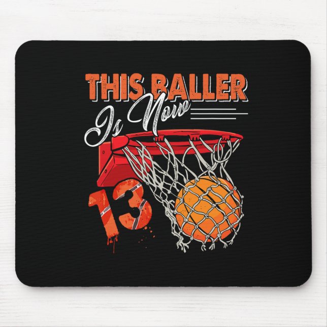 Mousepad 13 Birthday Bysketbyll Diversão 13 Anos Crianças G (Frente)