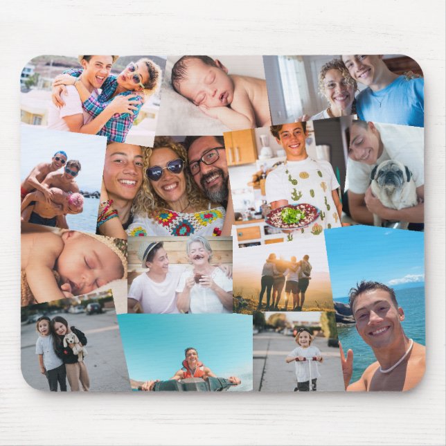 Mousepad 14 Haphazardly Overlapping Photos Collage Template (Frente)