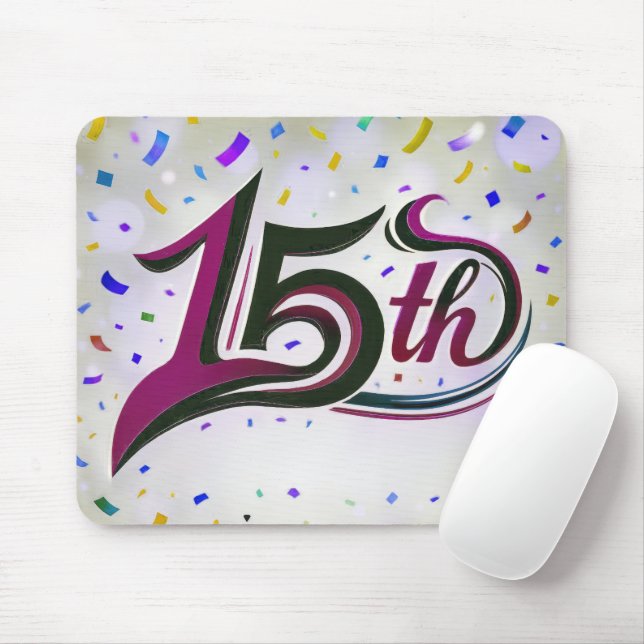 Mousepad 15 Texto com Confetti de Partido (Com mouse)