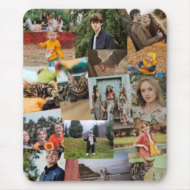 Mousepad 16 Modelo de Colagem de Fotos Sobrepostas Haphazar (Frente)