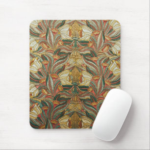 Mousepad 1882 Vintage Grandes Flores e Folhas Ouro Verde