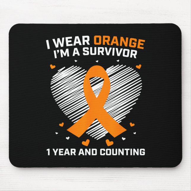 Mousepad 1 ano de Leucemia Livre de Cancer Sobrevivência Of (Frente)