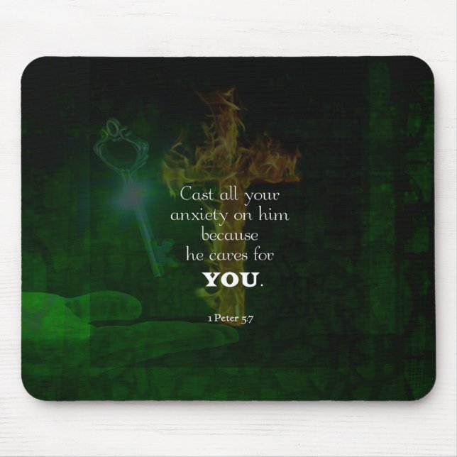 Mousepad 1 Peter 5:7 Uplifando a cotação dos versos da Bíbl (Frente)