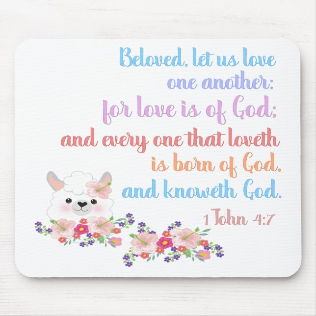 Mousepad 1John4:7 Bíblia Verso (Frente)