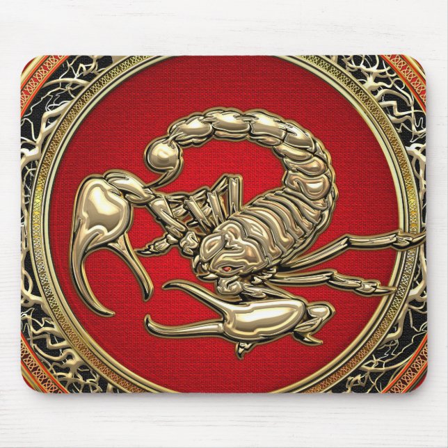 Mousepad [200] Escorpião de Ouro Sagrado em Vermelho (Frente)