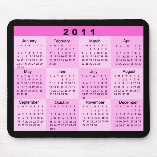 Mousepad 2011 anos Calendar duma olhada (Frente)