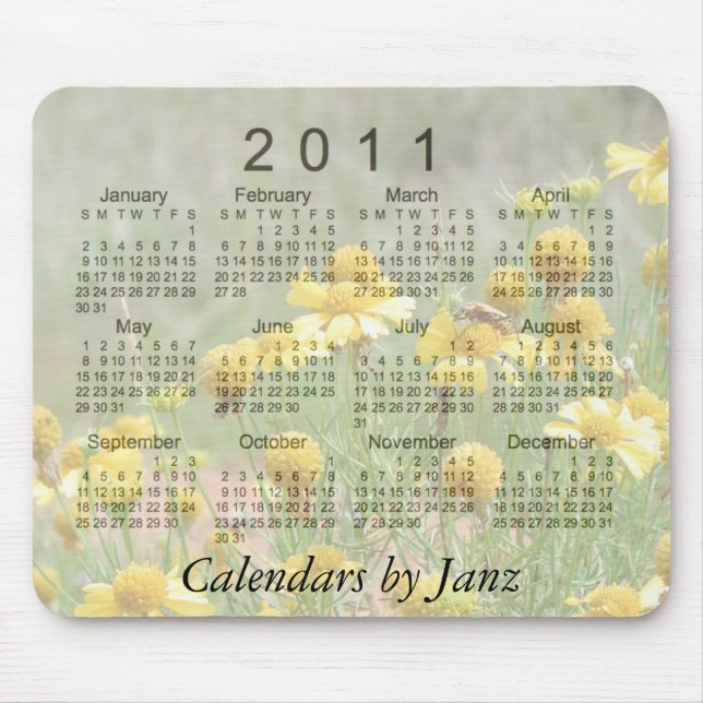 Mousepad 2011 calendários florais (Frente)