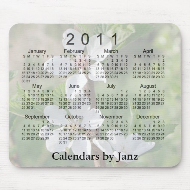 Mousepad 2011 calendários florais (Frente)