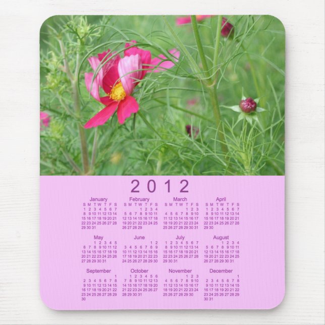Mousepad 2012 calendários florais (Frente)