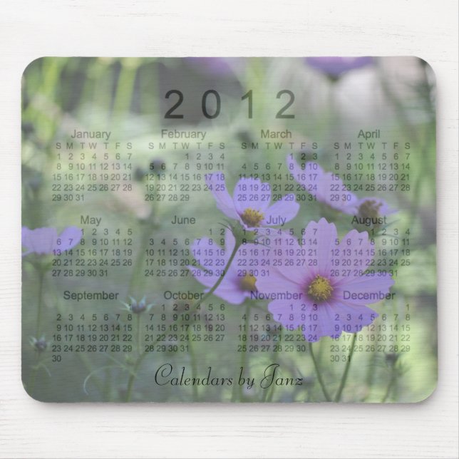 Mousepad 2012 calendários florais (Frente)