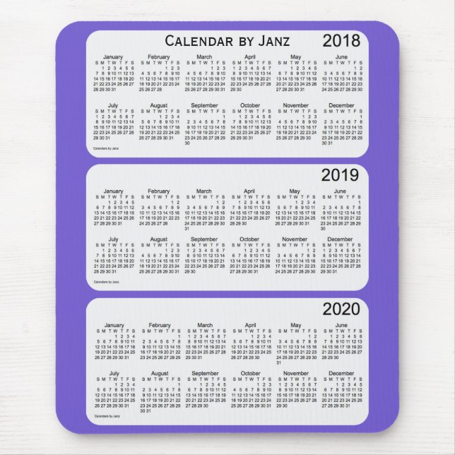 Mousepad 2018-2020 Calendário azul de Slate de Janz (Frente)