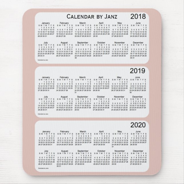 Mousepad 2018-2020 Calendário do site de Janz (Frente)