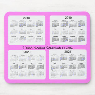 Mousepad 2018-2021 calendário violeta do feriado por Janz