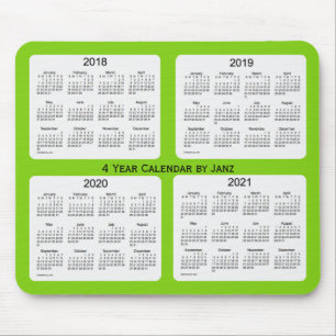 Mousepad 2018-2021 verde amarelo calendário de 4 anos por