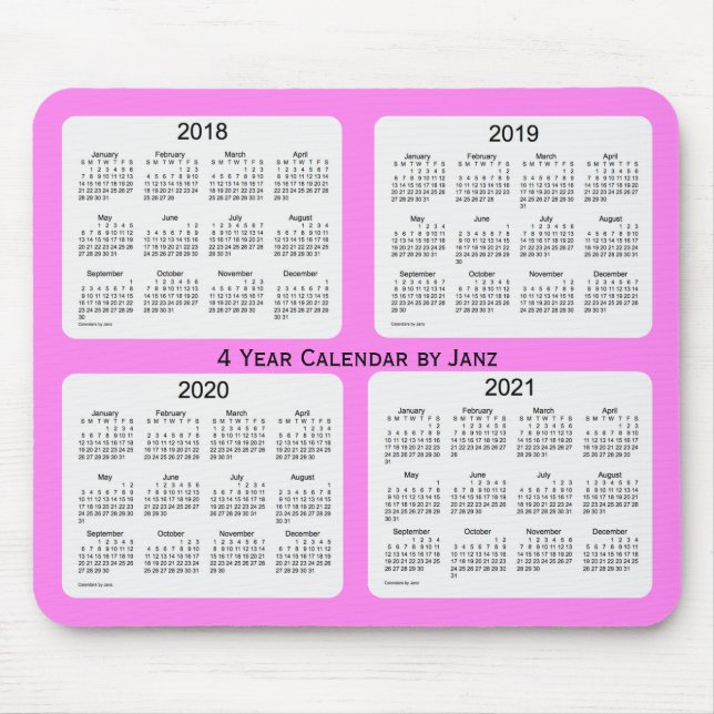 Mousepad 2018-2021 violeta calendário de 4 anos por Janz (Frente)