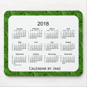 Mousepad 2018 diamantes verdes escuro calendário de 52