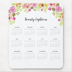 Mousepad 2018 flores do primavera do calendário