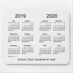 Mousepad 2019-2020 calendário branco do fumo do ano escola
