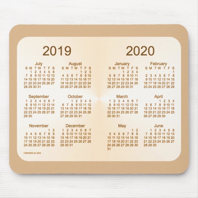 Mousepad 2019-2020 calendário de Sun Tan do ano escolar por (Frente)