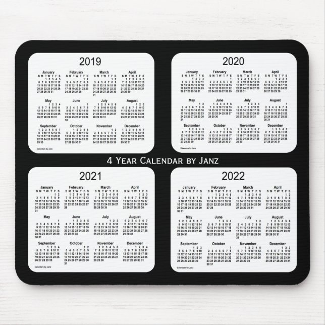 Mousepad 2019-2022 preto calendário de 4 anos por Janz (Frente)