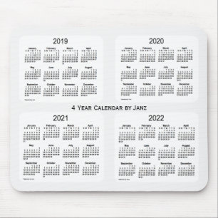 Mousepad 2019-2022 Tabagismo branco Calendário de 4 anos d